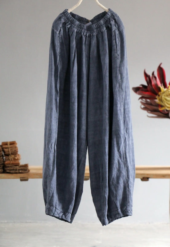 Linen Solid Color Yoga Pants Boho