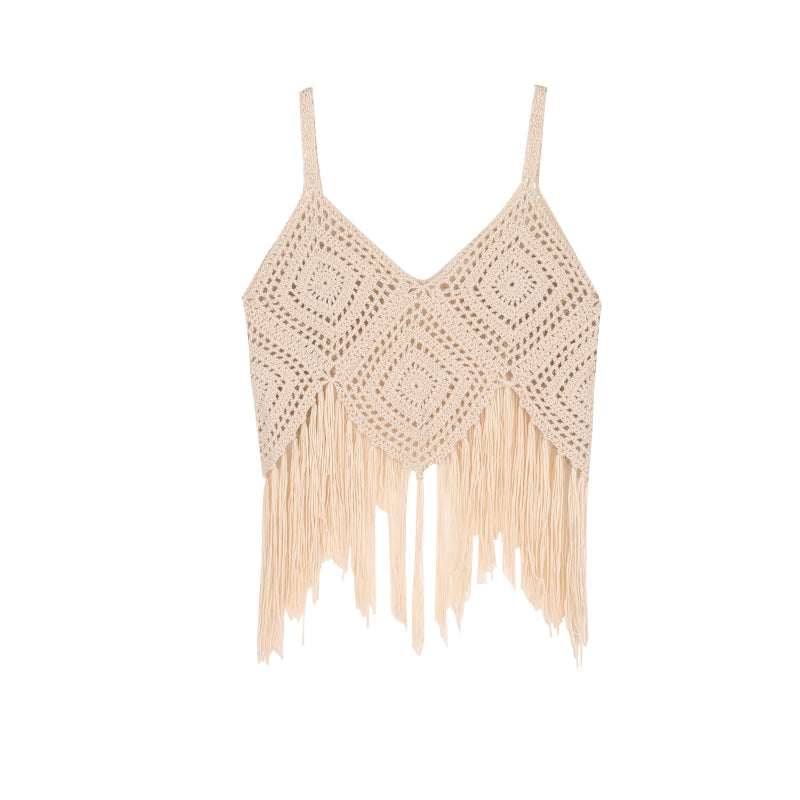 Tassel Strap Bohemian Crochet Tank Top