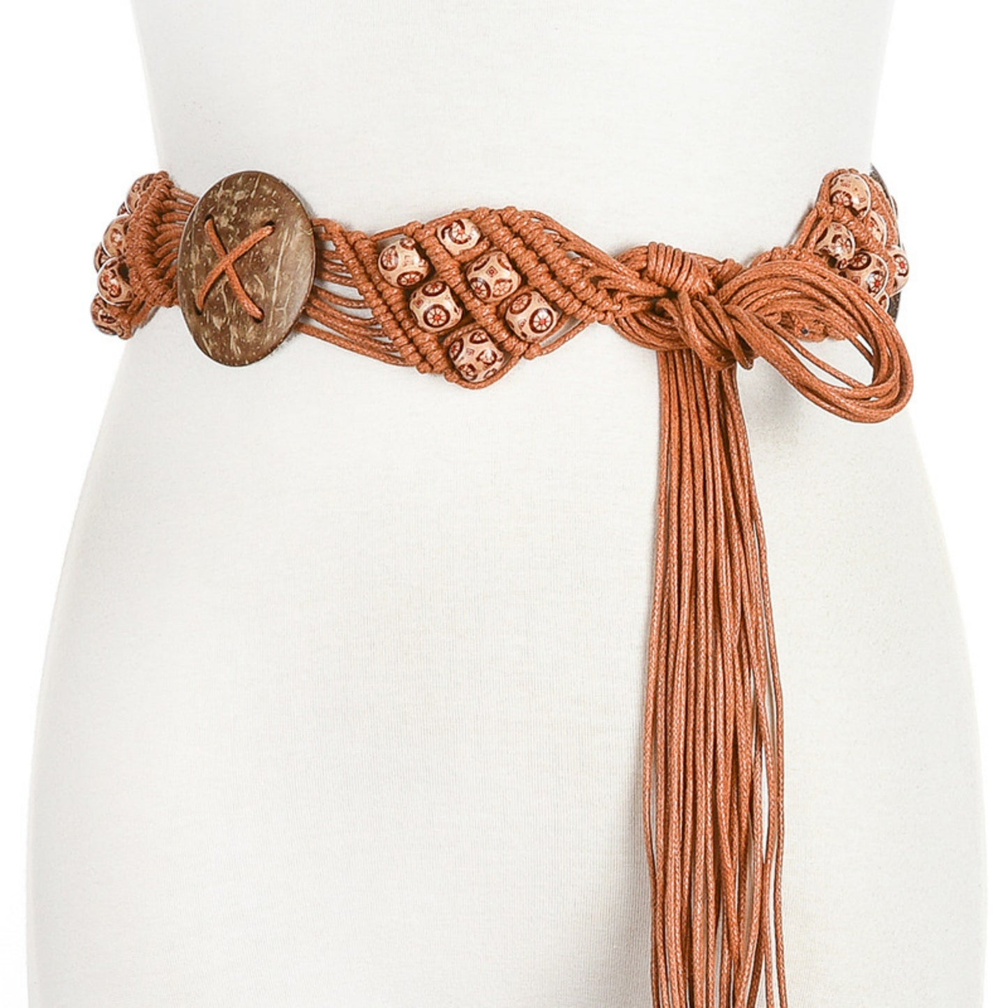 Handmade Bohemian Coconut Shell Macrame Belt