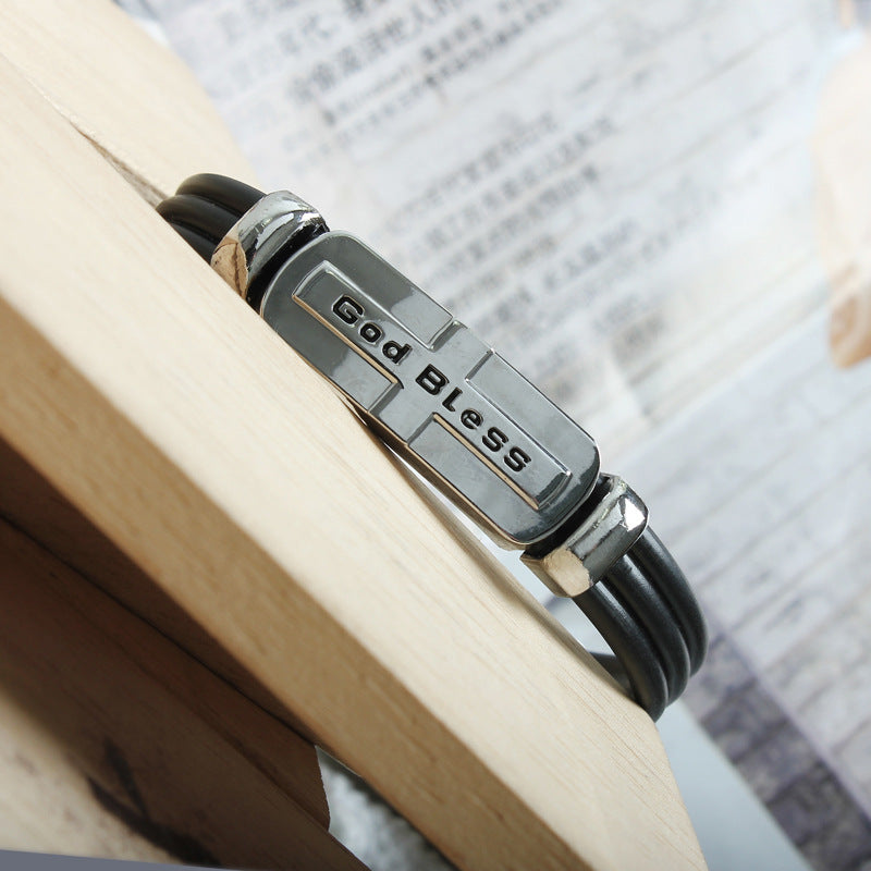 Unisex Titanium Steel God Bless Bracelet