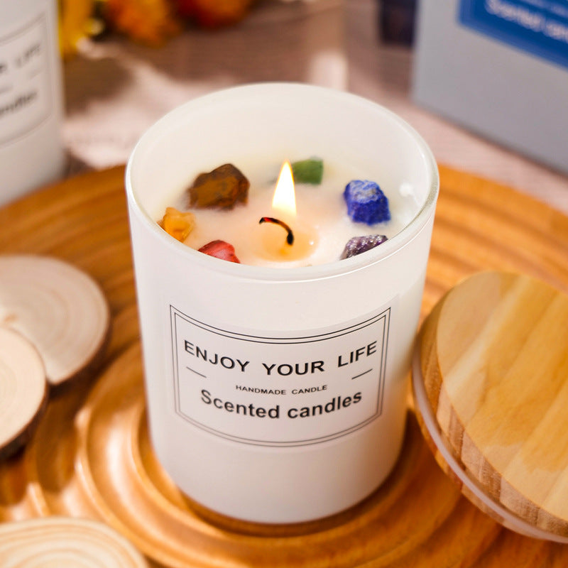 Natural Crystal Stone Aromatherapy Candle Soy Wax