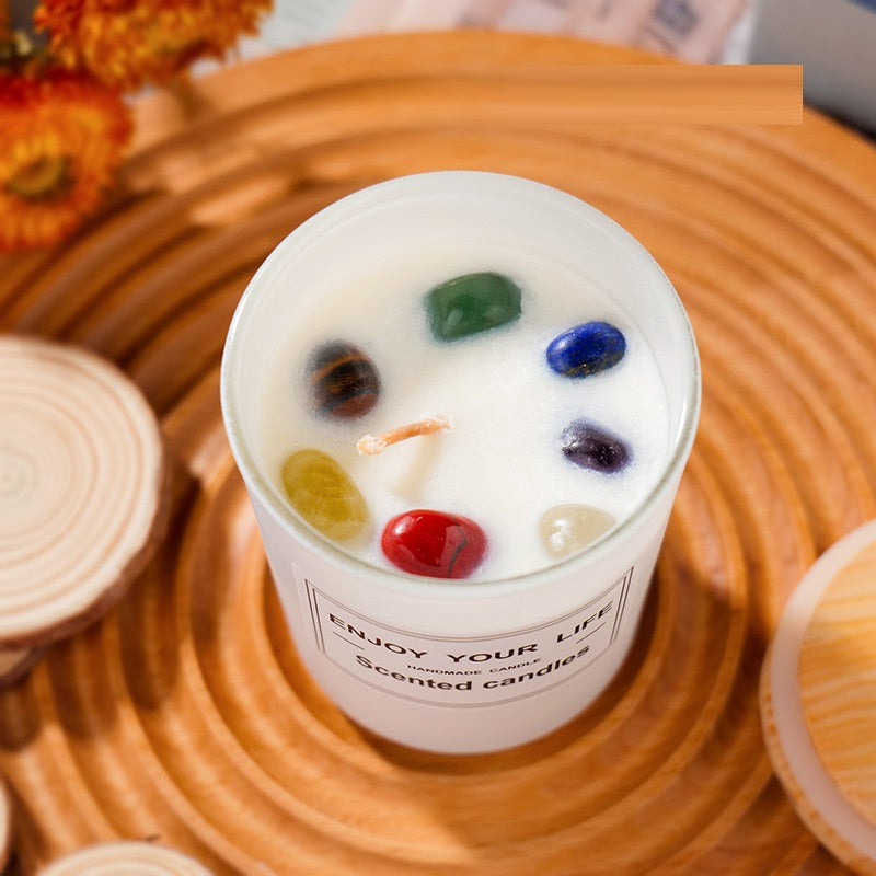 Natural Crystal Stone Aromatherapy Candle Soy Wax