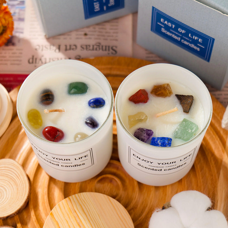 Natural Crystal Stone Aromatherapy Candle Soy Wax