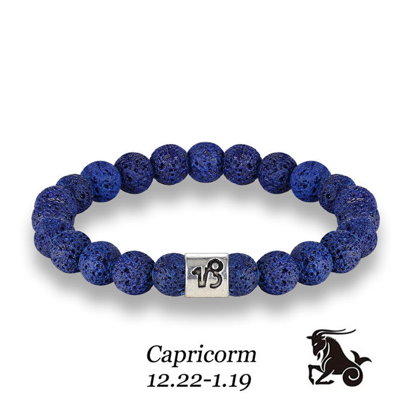 Constellation Birth Sign Volcanic Lava Rock Bracelet