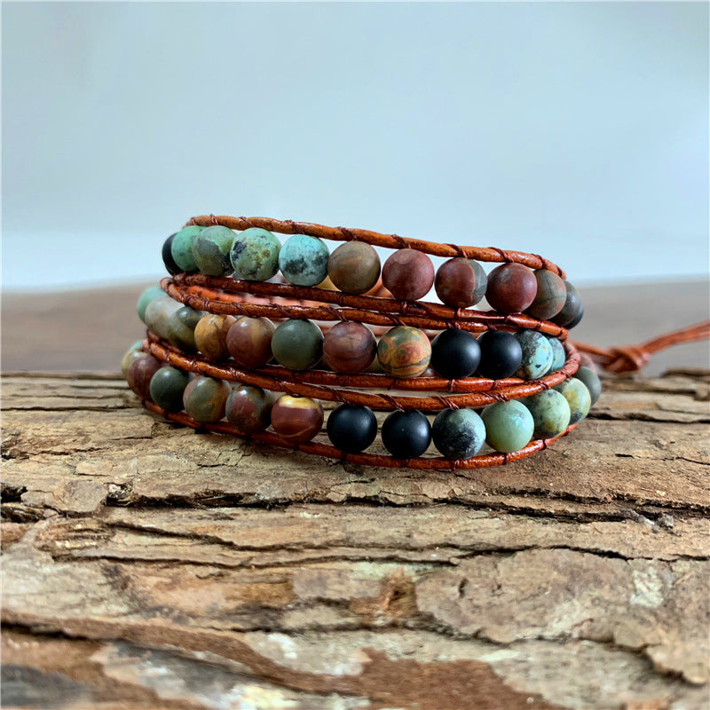 African Turquoise 3 Strand Bohemian bracelet