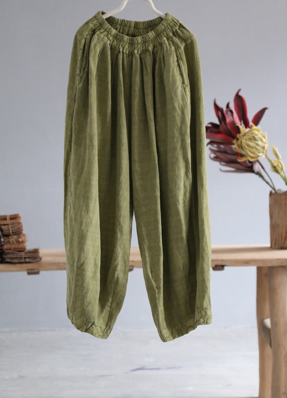 Linen Solid Color Yoga Pants Boho