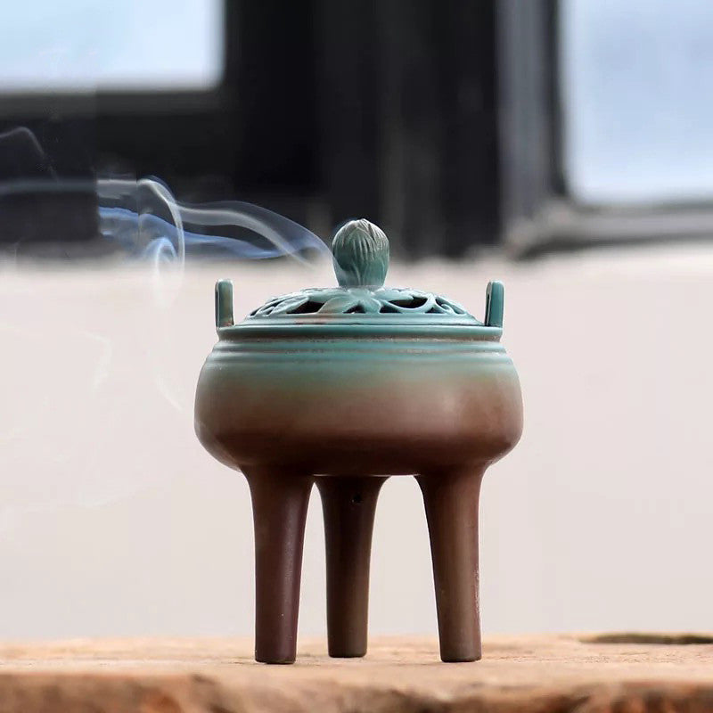 Ceramic Tripod Sandalwood Incense Burner