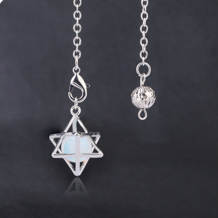 Hollow Metal Merkaba Pendulum Natural Crystal