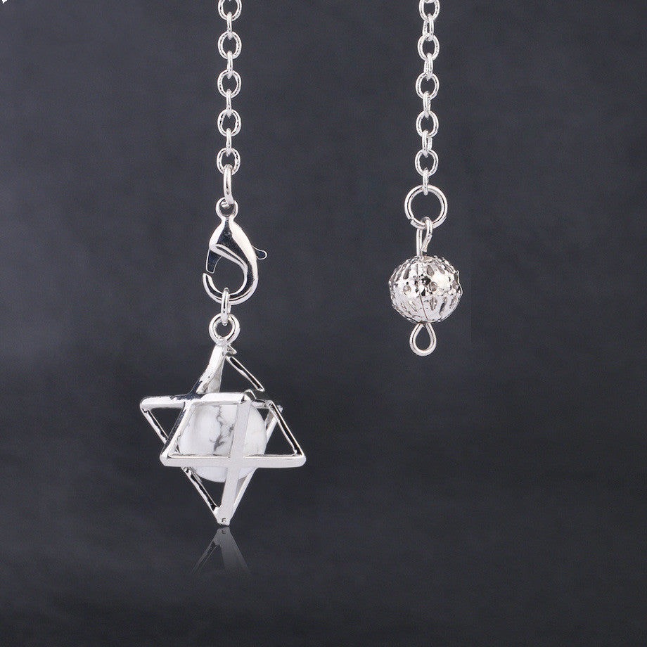 Hollow Metal Merkaba Pendulum Natural Crystal