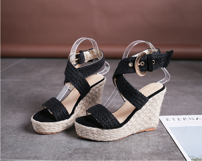 Roman Buckle Bohemian Wedge Sandals