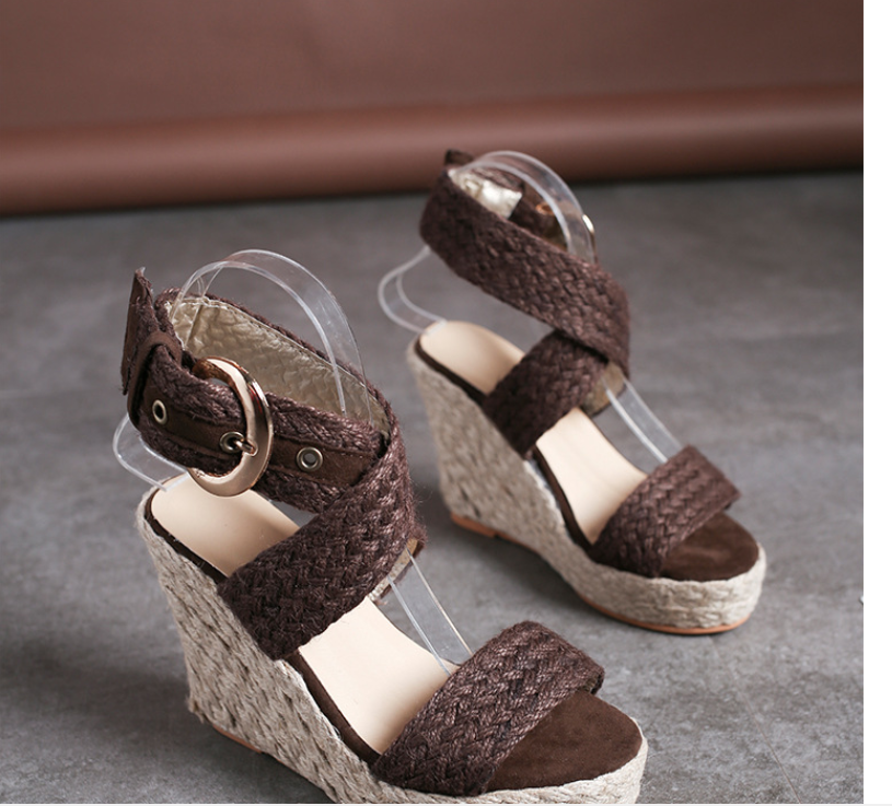 Roman Buckle Bohemian Wedge Sandals