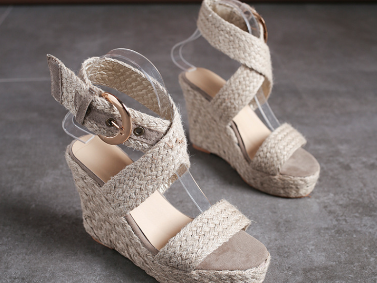 Roman Buckle Bohemian Wedge Sandals