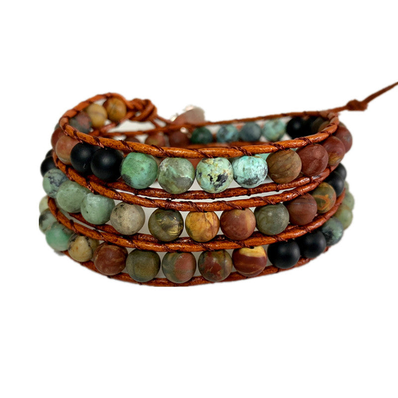 African Turquoise 3 Strand Bohemian bracelet