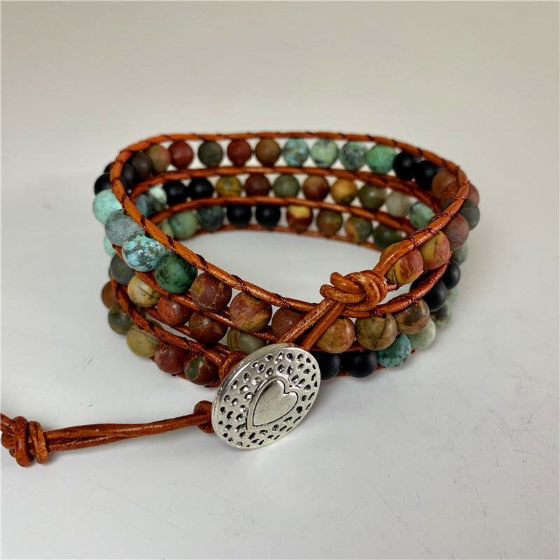 African Turquoise 3 Strand Bohemian bracelet