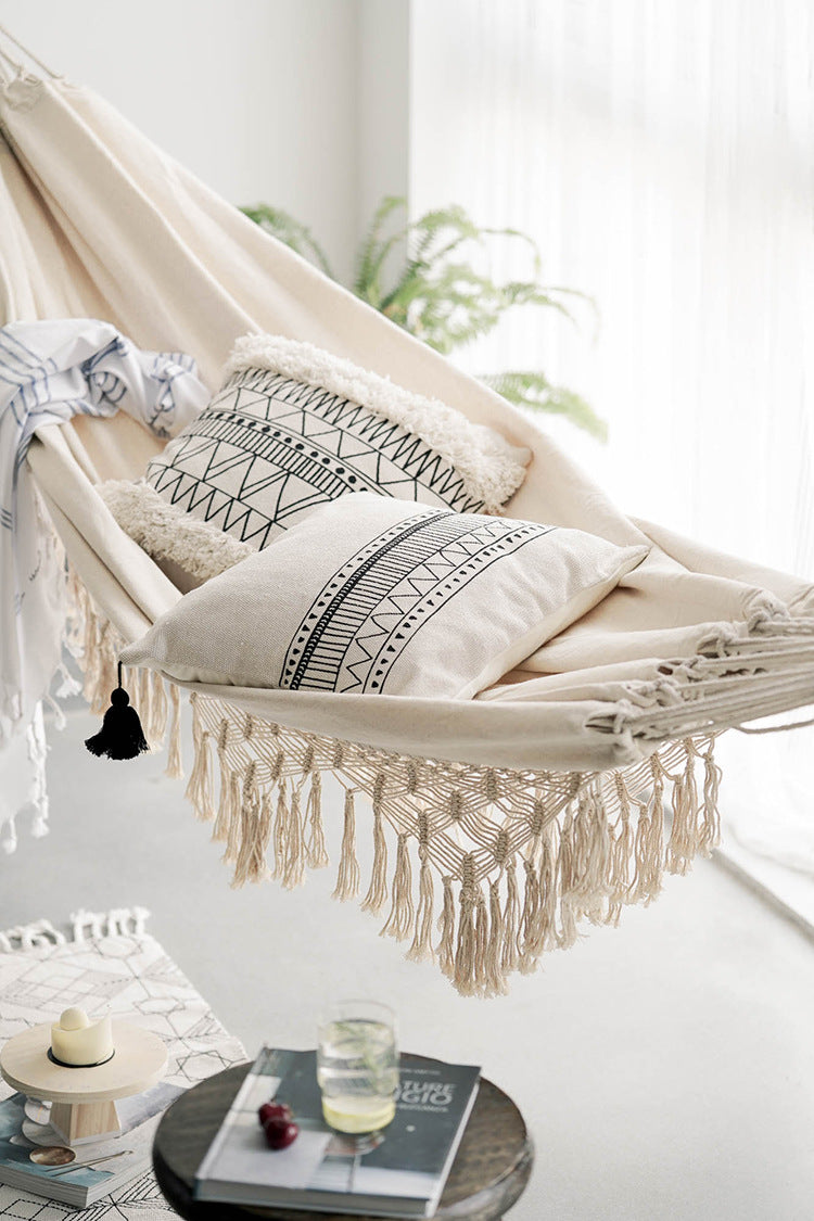 Large 2 Person Brazilian Macrame Fringed Deluxe Double Hammock Boho Style