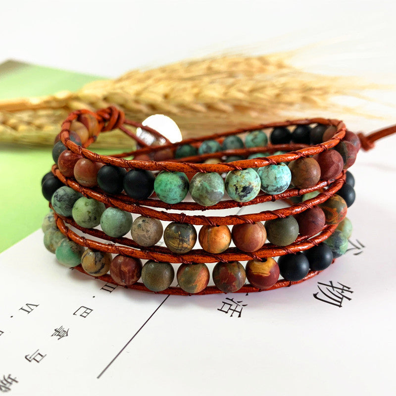 African Turquoise 3 Strand Bohemian bracelet