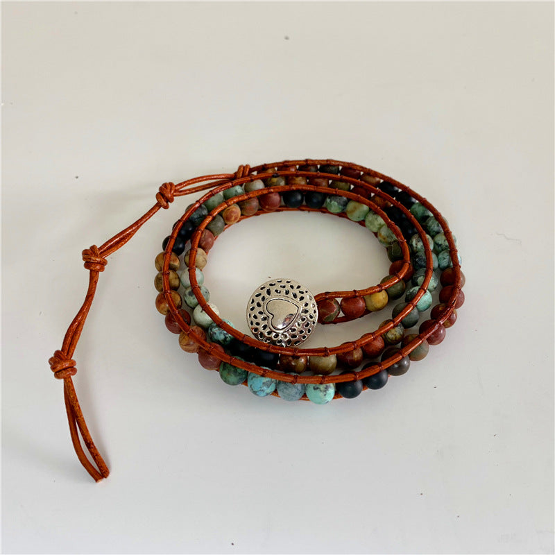 African Turquoise 3 Strand Bohemian bracelet