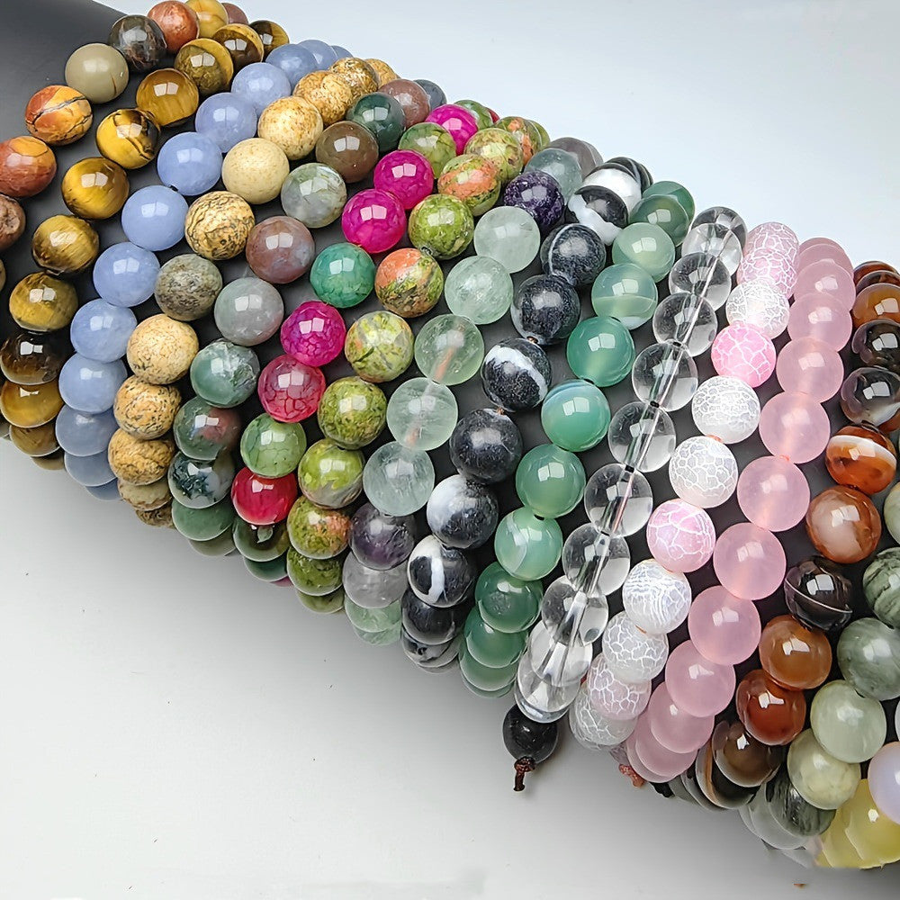 Assorted Natural Crystal Stretch Bracelets 8mm