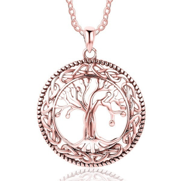 Vintage 925 Sterling Silver Tree Of Life Round Pendant Necklace