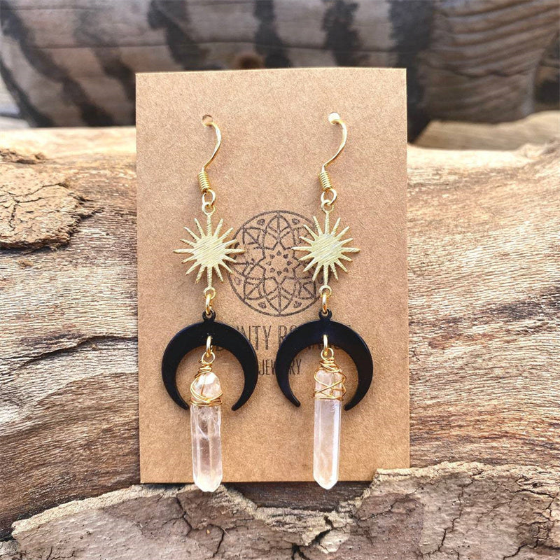 Quartz Crystal Sun/Moon Earrings