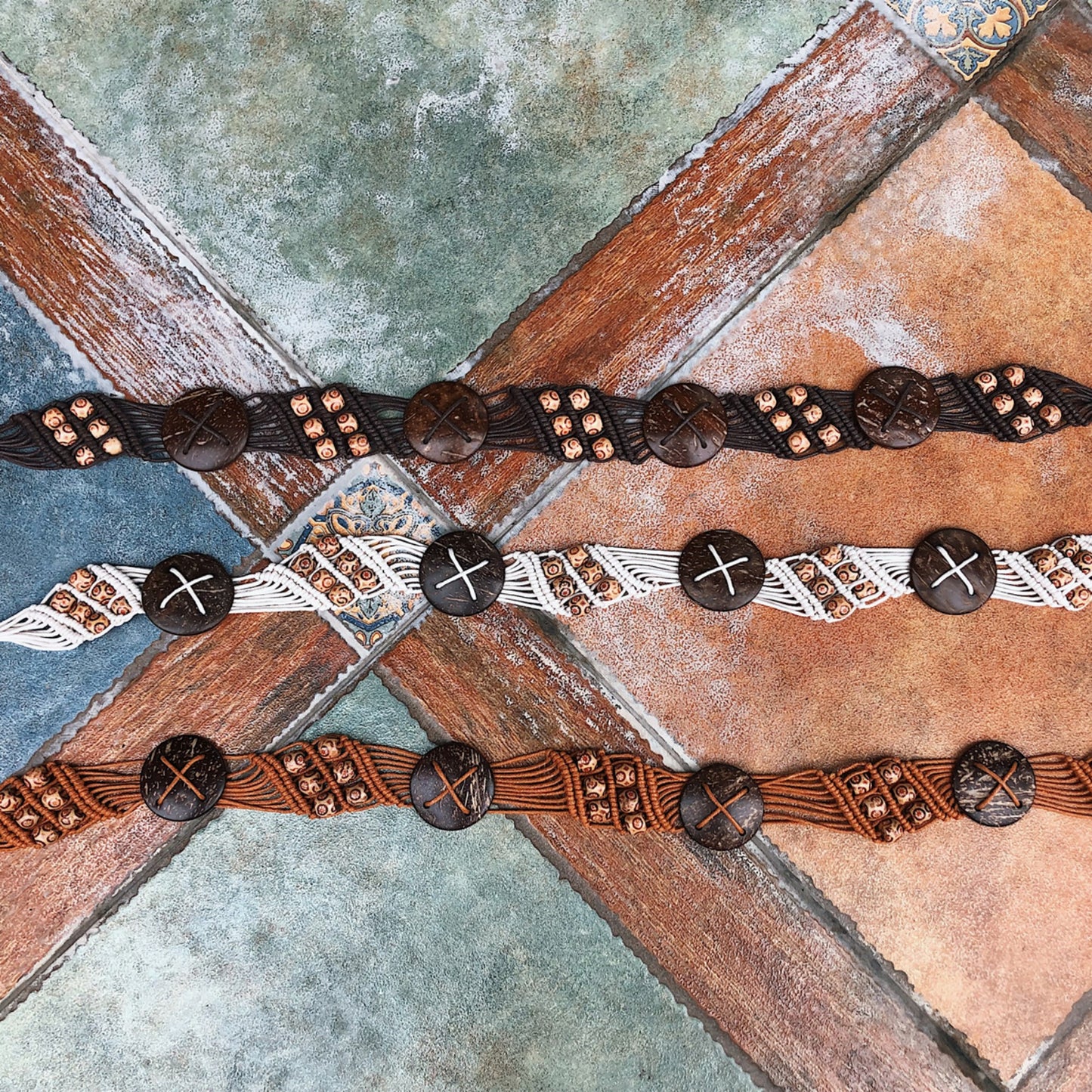 Handmade Bohemian Coconut Shell Macrame Belt