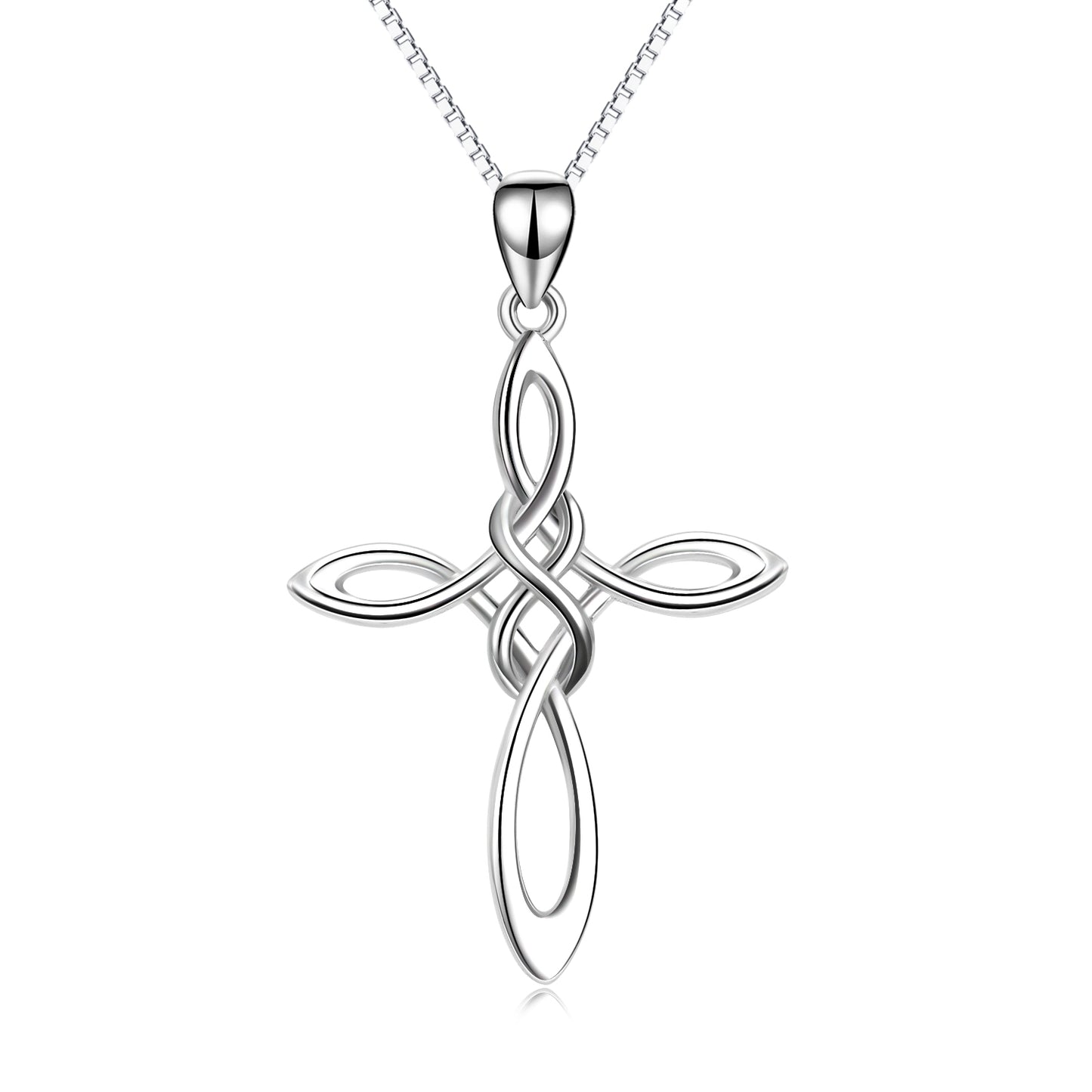 Sterling Silver Infinity Love Celtic Knot Necklace with Box Chain