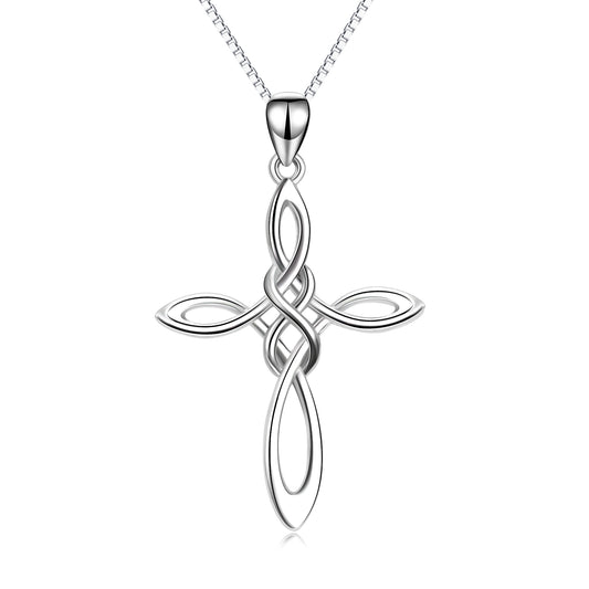 Sterling Silver Infinity Love Celtic Knot Necklace with Box Chain