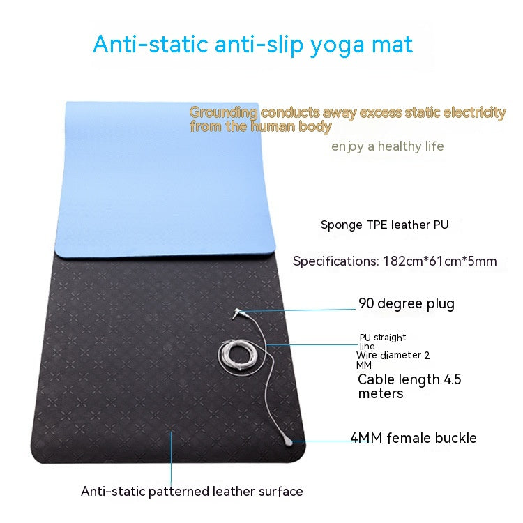 Grounding/Earthing Yoga Mat with Wire (Blue)