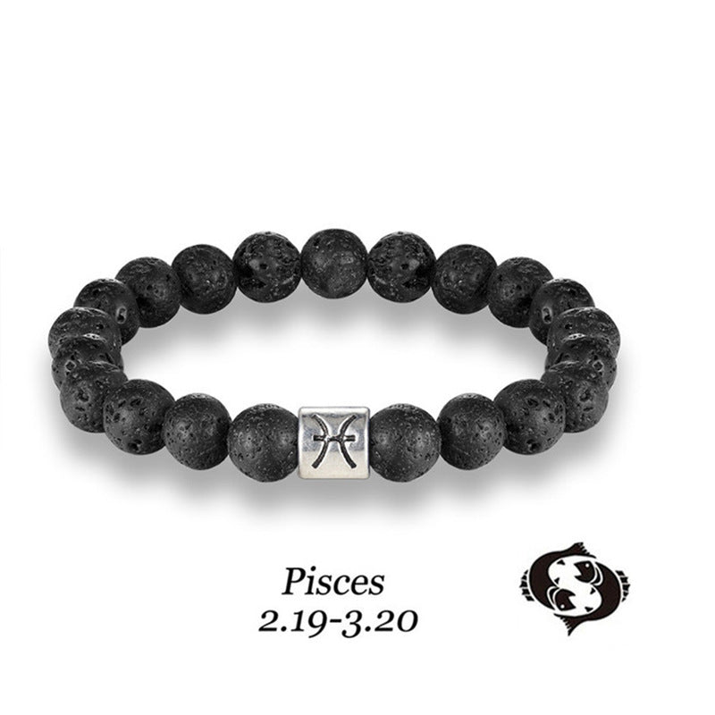 Constellation Birth Sign Volcanic Lava Rock Bracelet