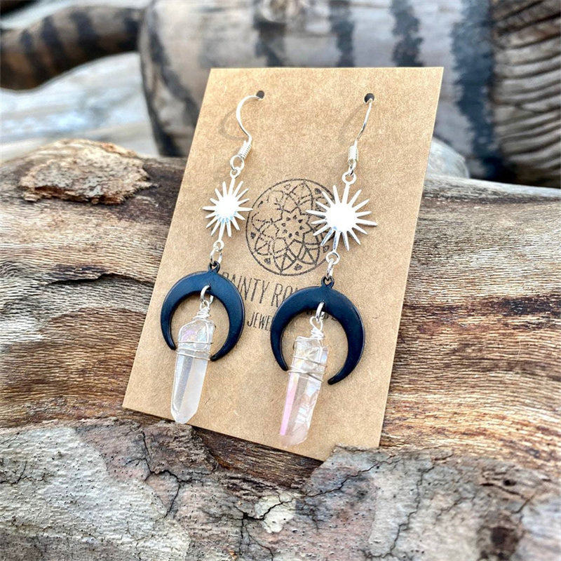 Quartz Crystal Sun/Moon Earrings