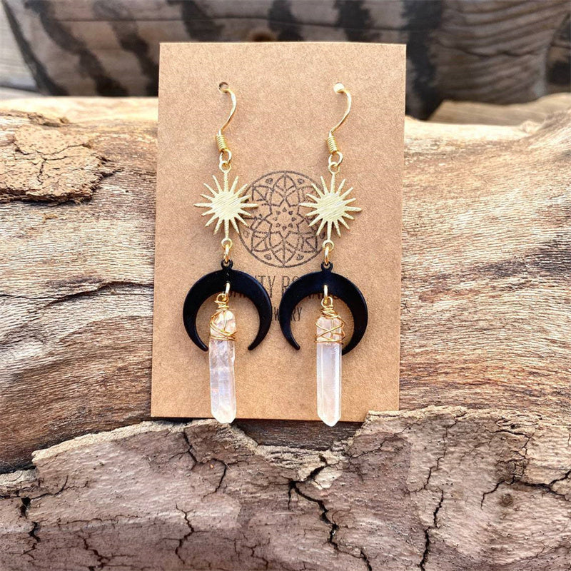 Quartz Crystal Sun/Moon Earrings