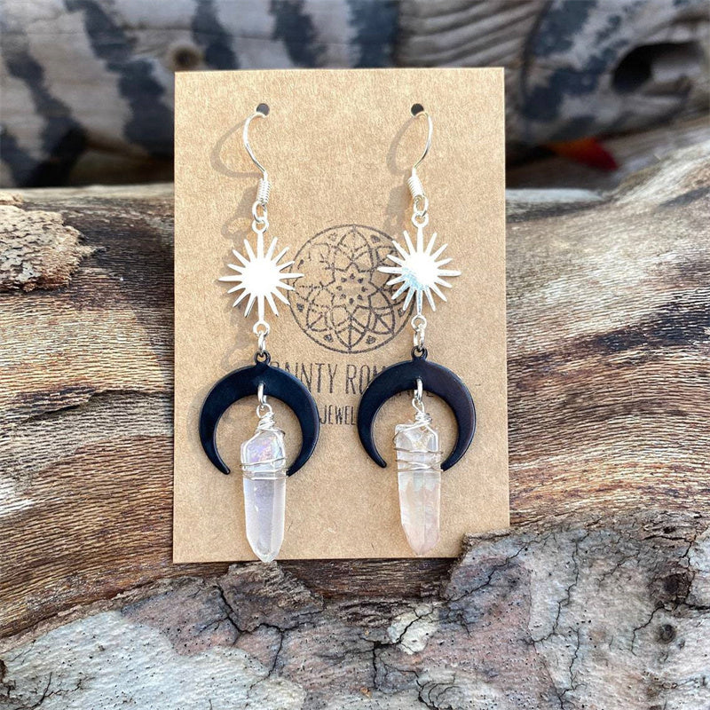 Quartz Crystal Sun/Moon Earrings