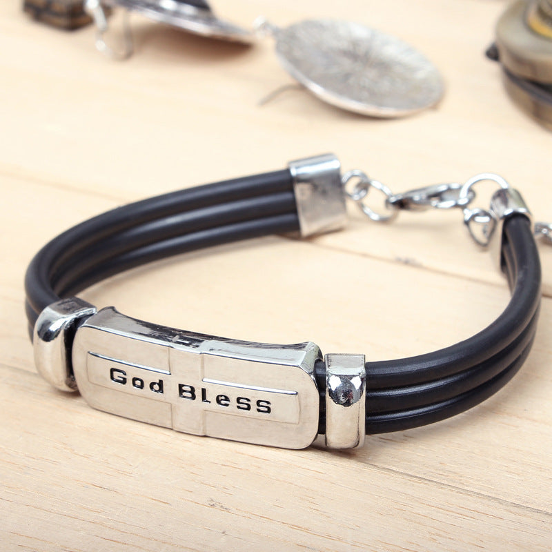 Unisex Titanium Steel God Bless Bracelet