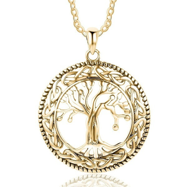 Vintage 925 Sterling Silver Tree Of Life Round Pendant Necklace