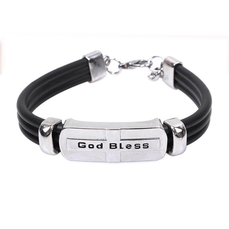 Unisex Titanium Steel God Bless Bracelet